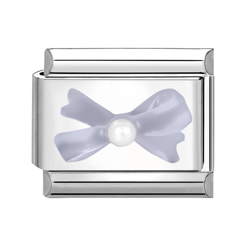 Sweet Cute Bow Knot Butterfly Pink Blue Heart Italian Charm Links Fit 9mm Stainless Steel Bracelet Women DIY Making Zircon Gift