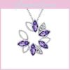 Charming Rose Colored Ladies Fashion Wreath Rhinestone Necklace Love Pendant
