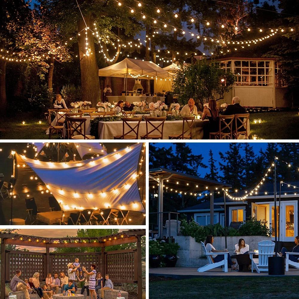G40 Bruchsichere Lichterkette Solarbetriebene LED-Terrassenleuchte Wohnmobil Garten Wasserdichte Hängelichter für Gartendekorationen
