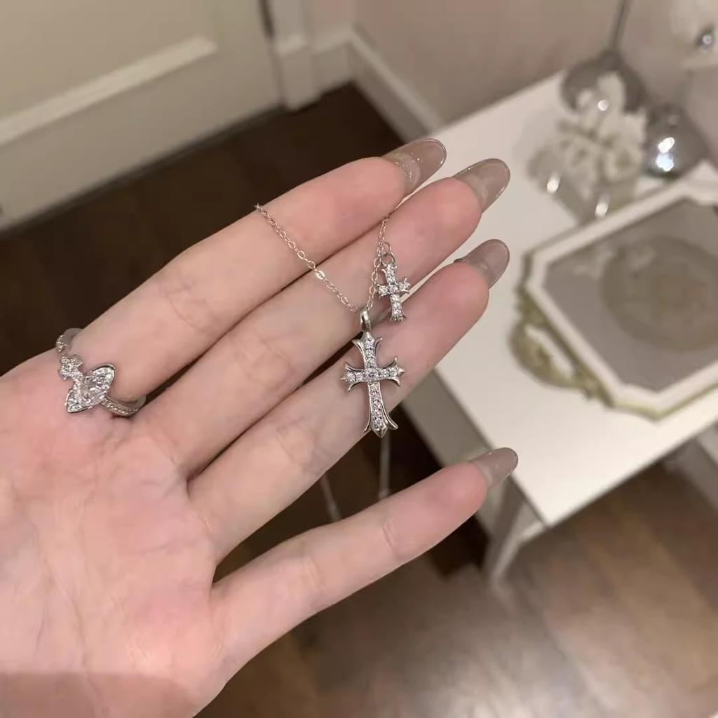 New 925 Sterling Silver Cross Necklace Simple Style Geometric Style Woman Pendant Choker Birthday Gift Exquisite Jewelry