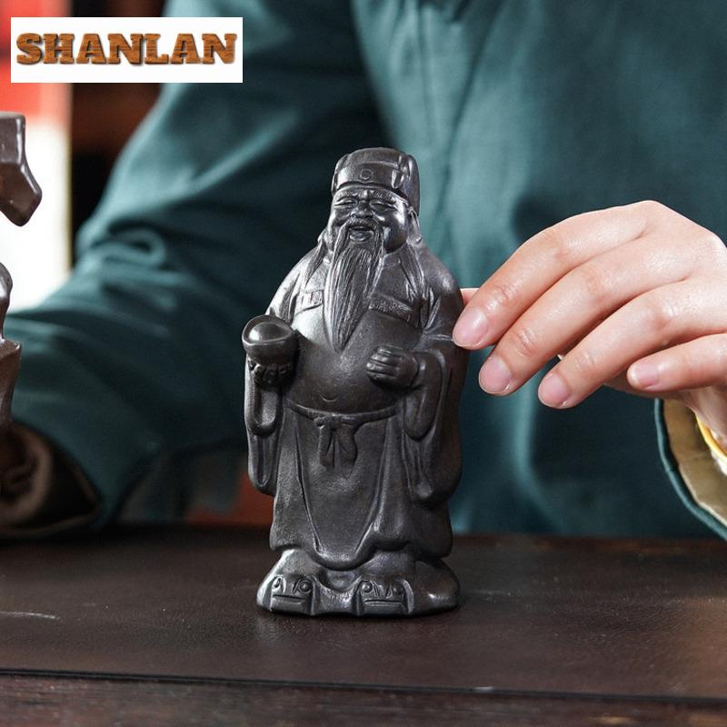 Yixing Zisha God Of Wealth Tea Pet Elegant Tea Spirit Tea Figurine Play Toys Tea Statue Ornaments For Tea Accessories Craft Gift