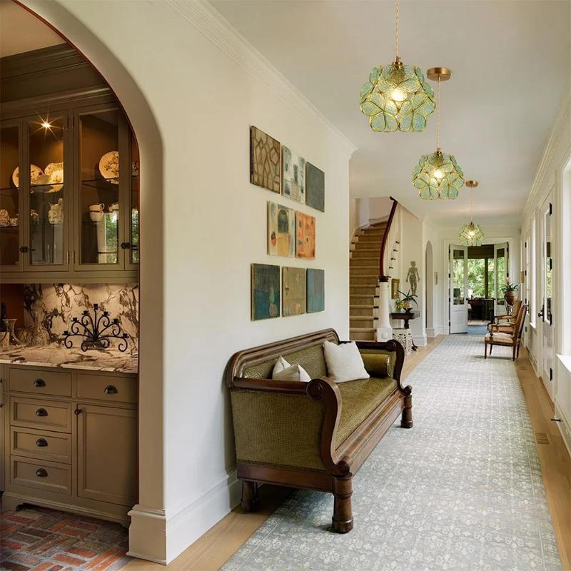 Lămpi Suspendate din Sticlă Lampă de Plafon LED Decor Acasă Candelabru Suspendat Felinar Floare Lustre Agățate Corp de Iluminat Insulă Bucătărie