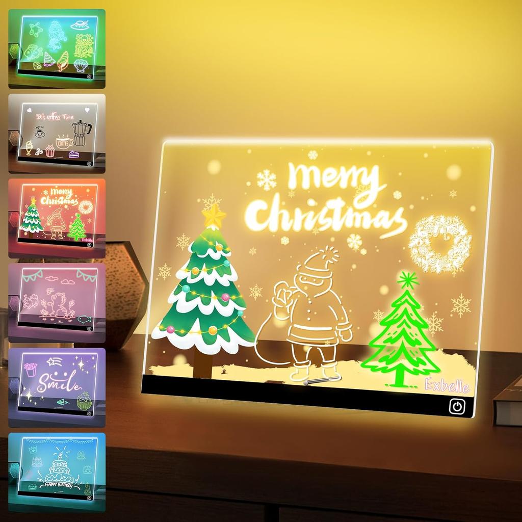 LED Notiztafel mit Nachtlicht Bunt 7 Stifte DIY Acryl Nachrichtentafel Kinder-Zeichenbrett für Kinder Geburtstagsgeschenk