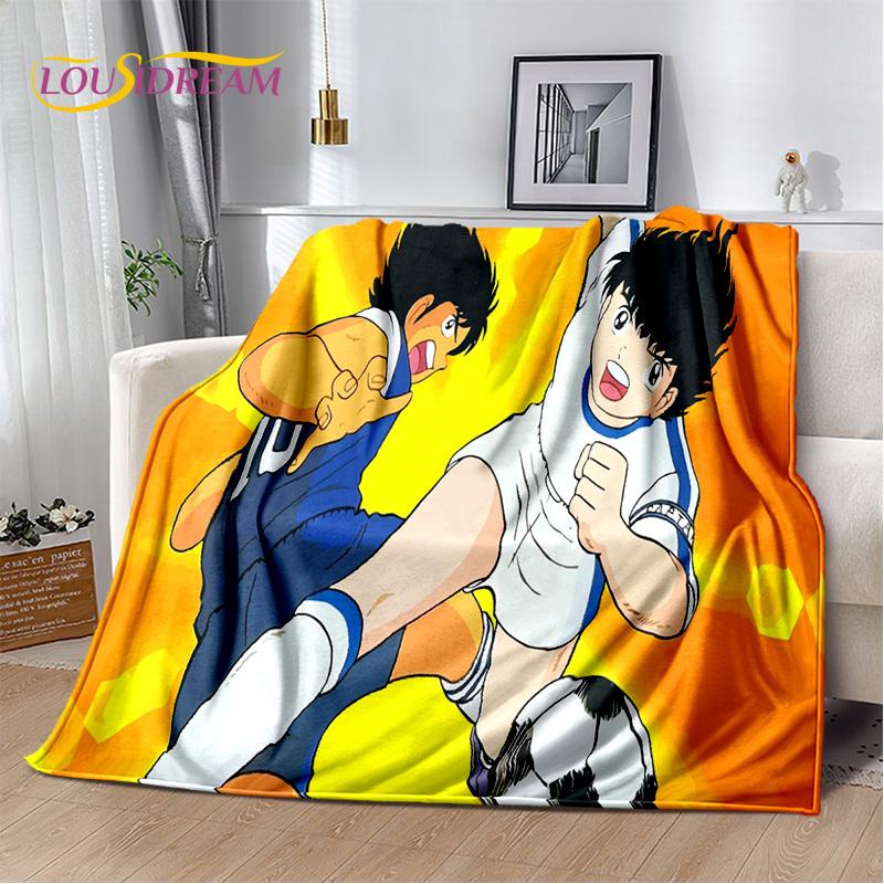 Captain Tsubasa Anime Soccer Cartoon Blanket,Soft Throw Blanket for Home Bedroom Bed Sofa Picnic Travel Office Cover Blanket Kid