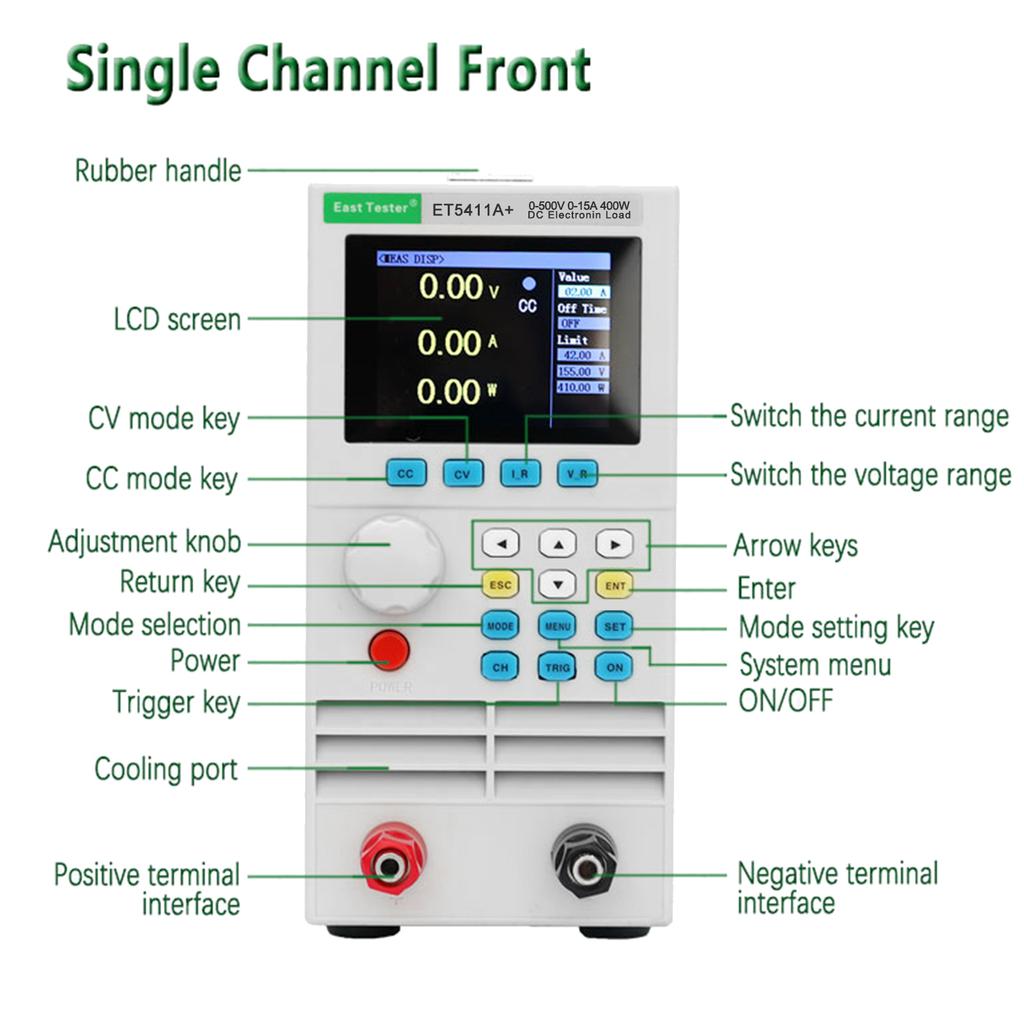 East Tester ET5411A+ Programmable Single-channel DC Electronic Load 500V 15A 400W Single Channel DC