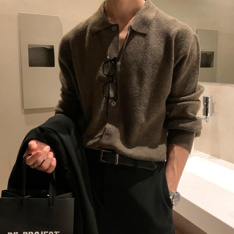 Men S Casual Loose Lapel Long Sleeve Knit Cardigan For Autumn Winter