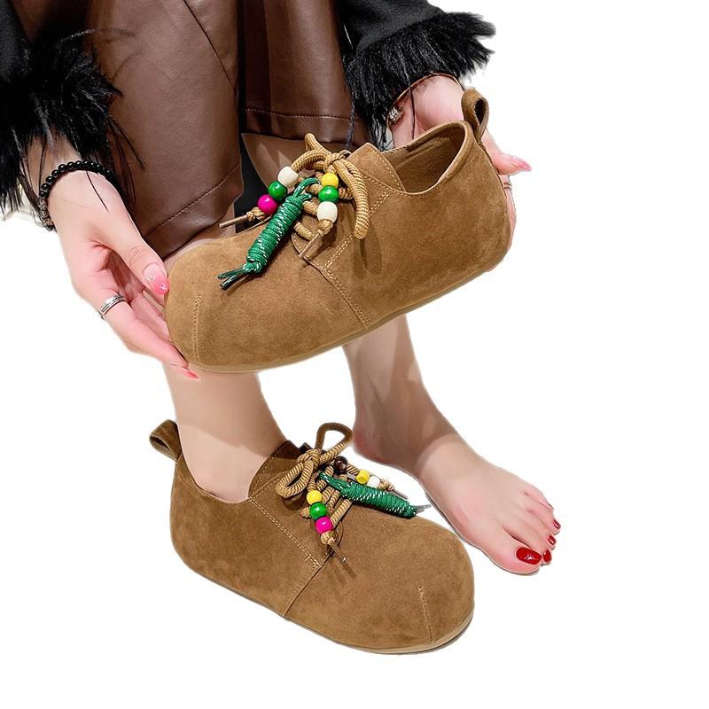 Retro Platform Heightening Shoes Autumn and Winter Fashion Versatile Lace-up with Skirt Girls Fashion Shoes