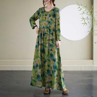 2025 New Vacation Style Travel Round Neck Vintage Dresses