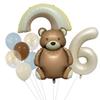 Cute Matte Teddy Bear Balloon Set Milk White Digital Aluminum Film Balloon Birthday Party Decoration Rainbow
