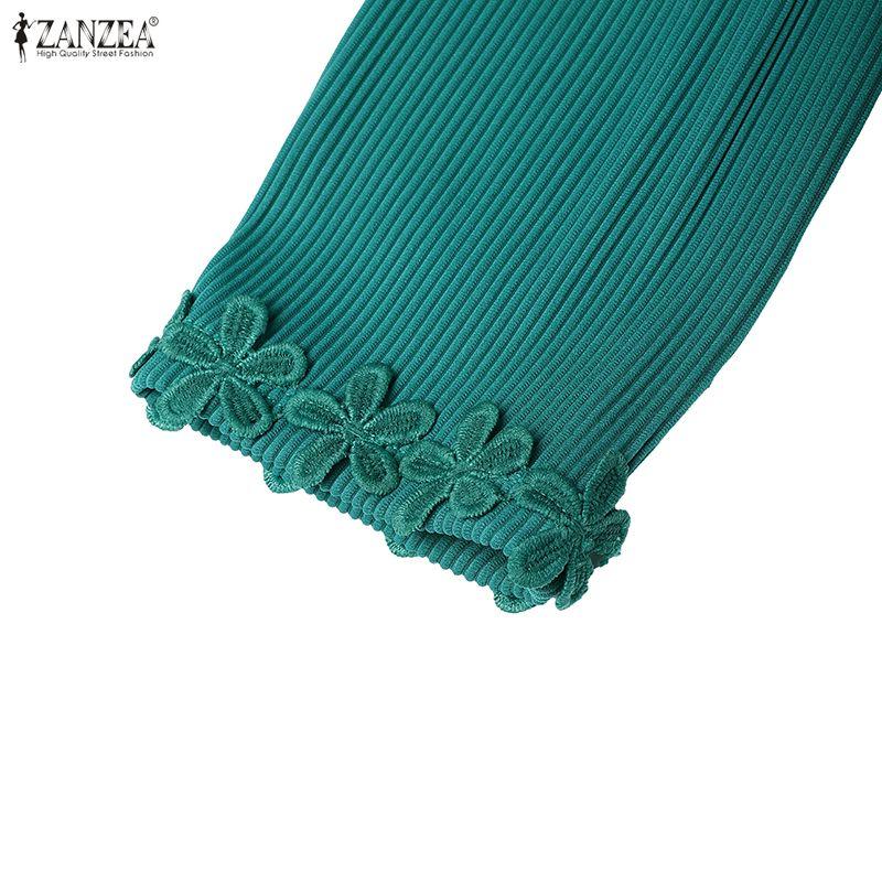 ZANZEA Abito Elegante da Donna Casual con Ricami e Inserti, Scollo a V, Manica 3/4