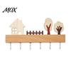 Entryway Organization Hooks Wooden Key Holder, Solid Wood Organizer with 6 Hooks, Modern Decor Wall Mounted Hanger for Kitchen And Office Coat Rack