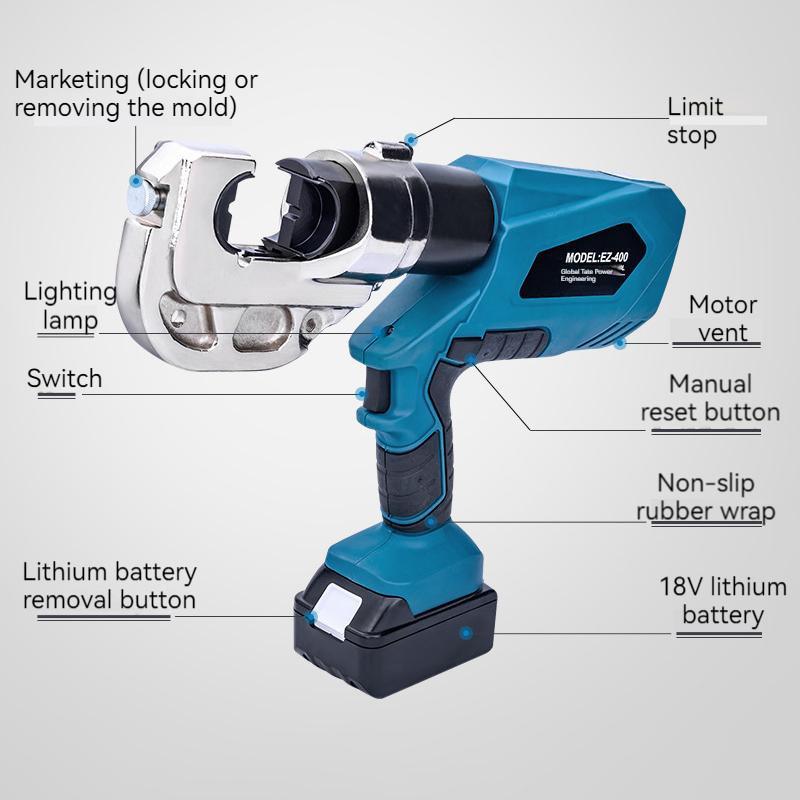 EZ-300/EZ-400 Rechargeable Hydraulic Pliers Portable Electric Hydraulic Crimping Pliers Charging Crimping Tool