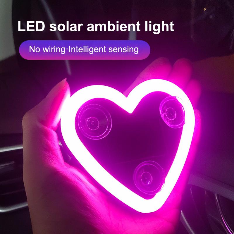 Universal Solar LED Heart Car Light 1Pc Neon Window Decoration Perfect Gift