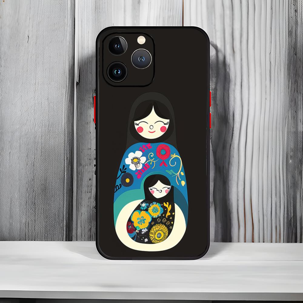 Traditional Russian Toy M-Matryoshka doll Phone Case Black Matte Thin Phone Case For iPhone17 16 15 14 13 ProMax