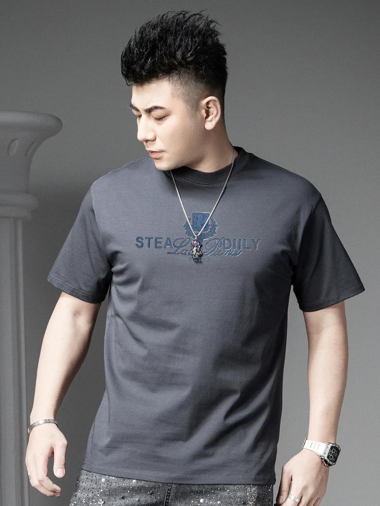 European Summer Trendy Printed Round Neck Short-Sleeved T-Shirt for Men 2025 New Fashion Brand Casual Half-Sleeved Men's Tops