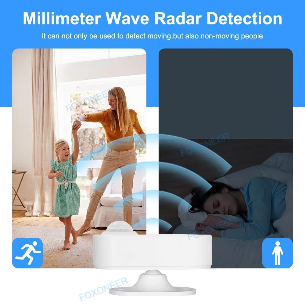 Tuya Smart PIR Motion Sensor Human Pressure Detector with Light and Distance Detection Compatible with Home Assistant