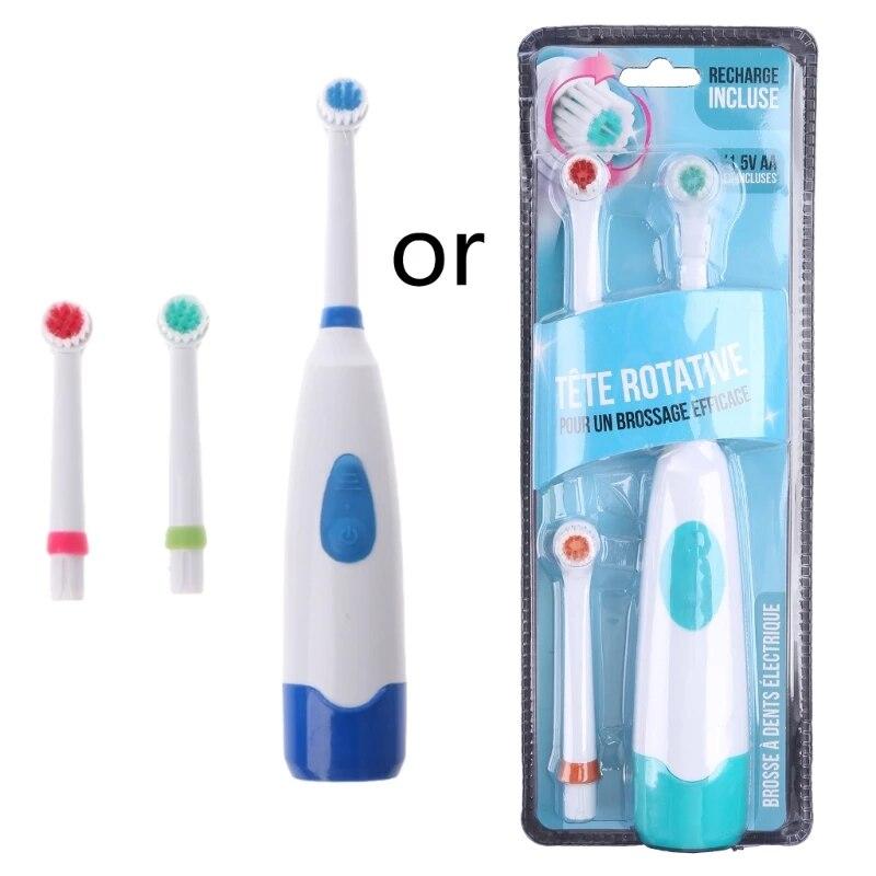Waterproof Rotating Electric Toothbrush With 3 Brush For Head