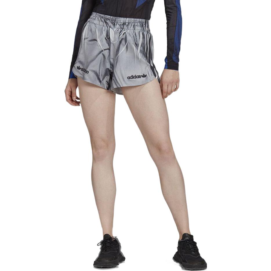 adidas Originals Pantaloncini Sportivi Casual a Righe con Logo Ricamato Vita Elasticizzata Donna Grigio HB9423