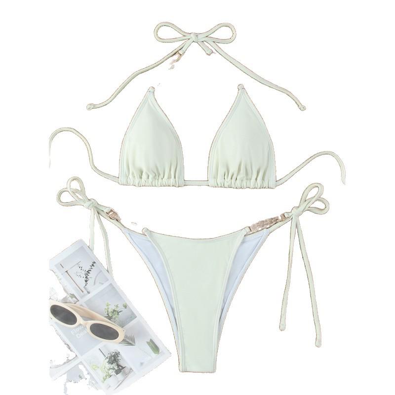 Women's European & American Split Swimsuit: Lace-up Backless Bikini Set for Beach Vacation
