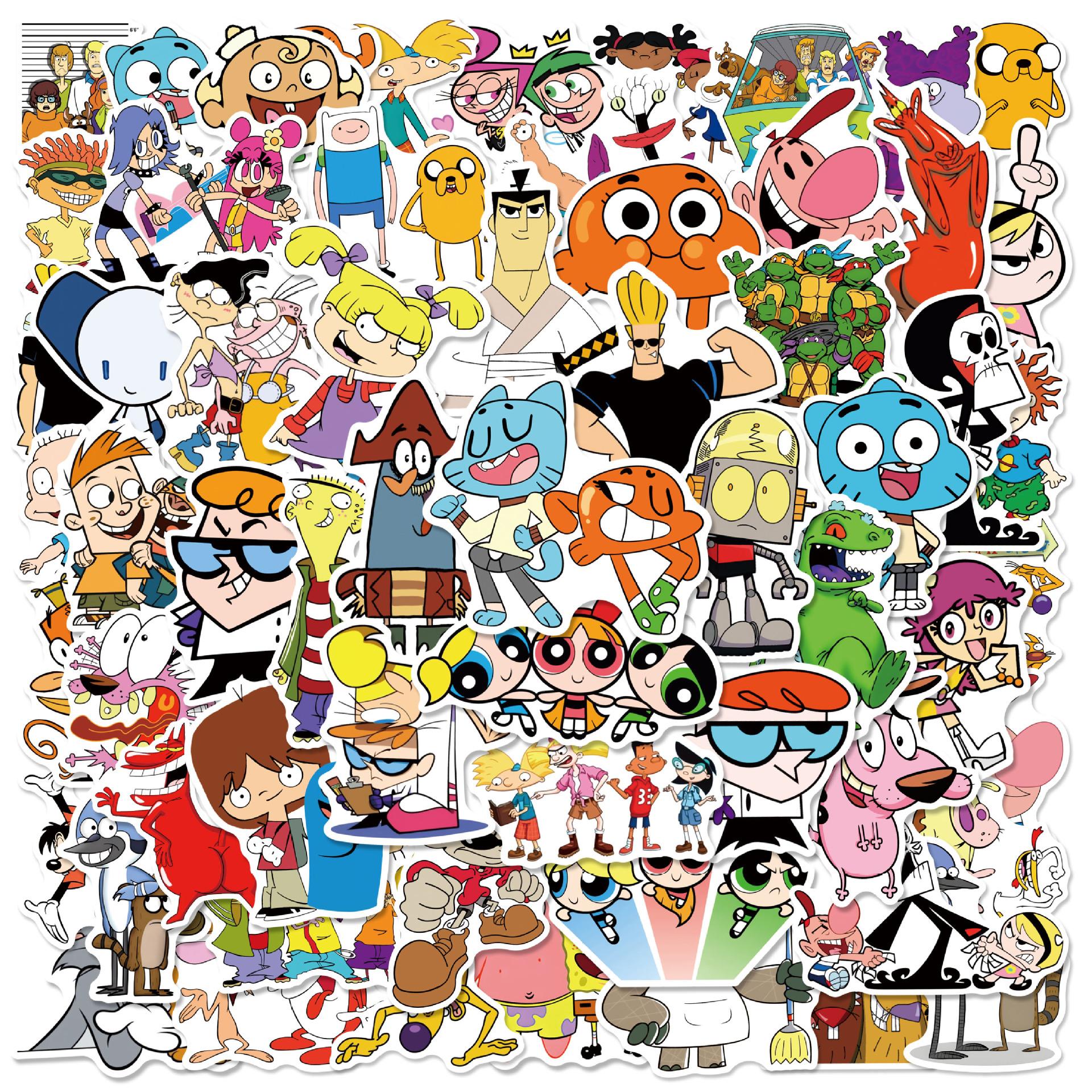 50pcs Cartoon Classic Anime Mixed Graffiti Stickers Cute Decals for Phone Notebook Suitcase Funny Kids Toy