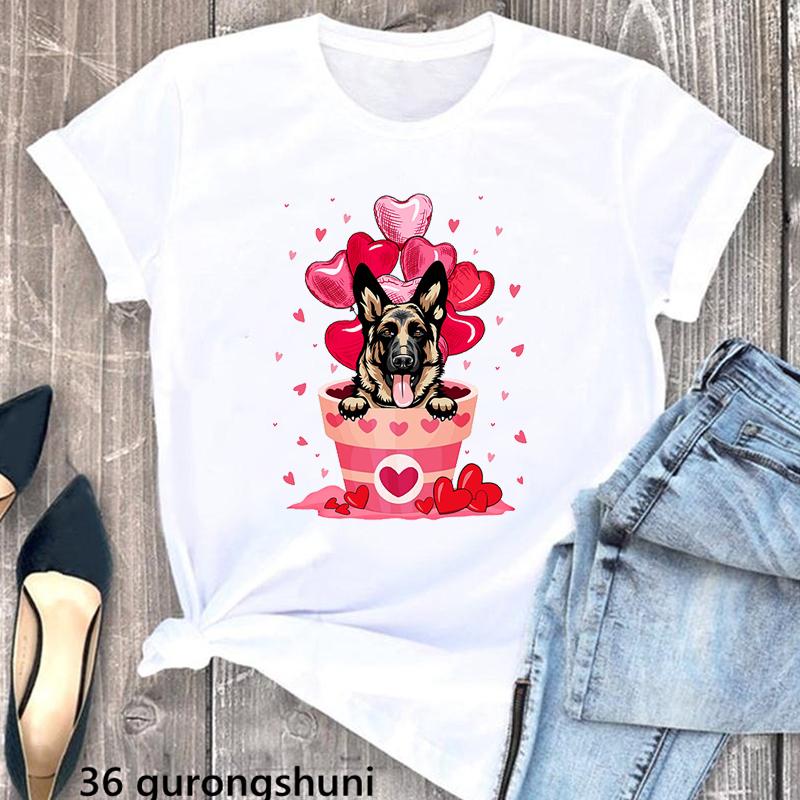 

Kawaii Chihuahua/Dachshund/Corgi Animal Print Tshirt Women Clothes 2025 Funny White T Shirt Femme Valentines Day T-Shirt Female XXXL білий