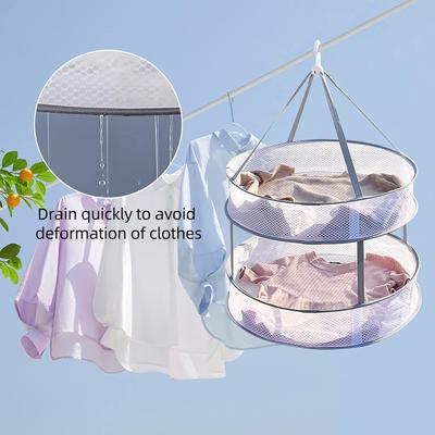 Mesh Drying Rack Hanging Dryer Rack Foldable Sock Dryer 2-Tier Network Basket Racks for Sweater Toy Socks Herb Outdoor Indoor