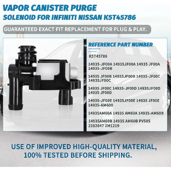 Vapor Canister Purge Valve Solenoid - EVAP Vapor Canister Vent Valve Compatible With Infiniti Nissan 2003-2015 - Replaces K5T45786 14935-Jf00A