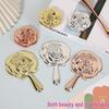 Rose Flower Portable Folding Makeup Mirror - Lightweight Handheld Touch-up Mirror with Electroplated Solid Color Design