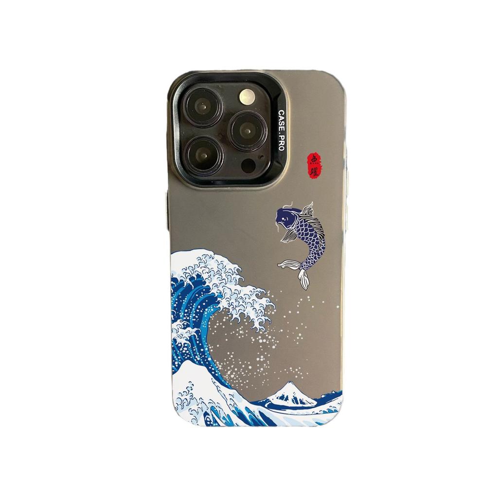 Color Silver Good Luck Koi Is Suitable for Apple 15 Mobile Phone Case iphone14plus/12Promax/11/13