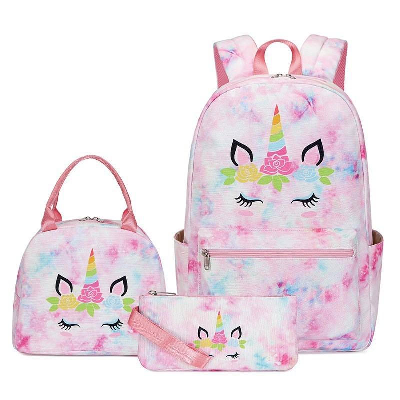 Three-piece Backpack Girls Starry Sky Graffiti Printed School Bag Lightweight Backpack