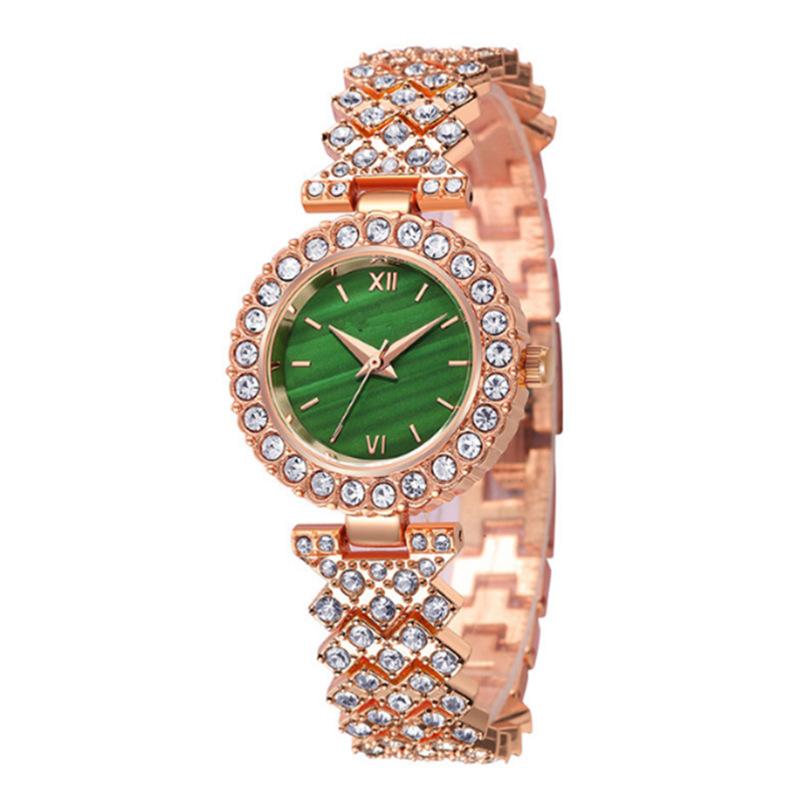 5Pcs/Set High Fashion Diamond-Encrusted Women'S Watch Small Fresh Retro Simple Watch Women'S Bracelet Set