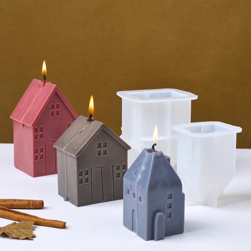 Forma silikonowa 3D Dom na świece DIY Ręcznie robiona Domy z oknami Formy na mydło aromatyczne Forma do odlewania gipsu żywicznego Dekoracja domu Rzemiosło Prezenty