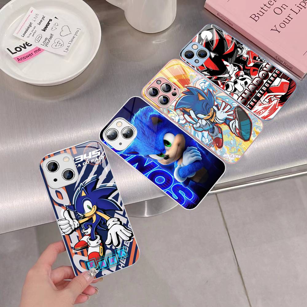 Game Sonic Movie Anime Tempered Glass For Iphone 14 13 12 11 Pro Mini XS MAX 14Plus X XS XR Fundas