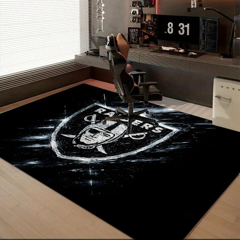 1PC Raiders Team Logo Design Rug Game Carpet, Floor Mat for Bedroom Living Room Entryway Rug, Home Decor Idea Gift for Christmas birthday