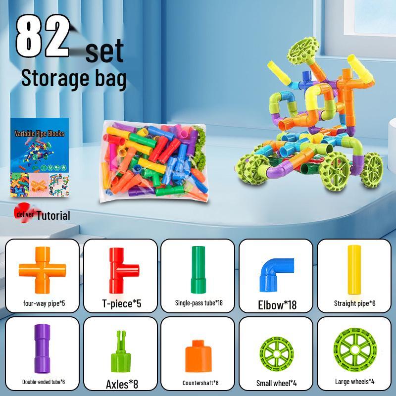 Children's Educational Interlocking Building Blocks - DIY Water Pipe Assembly Toy for Early Learning