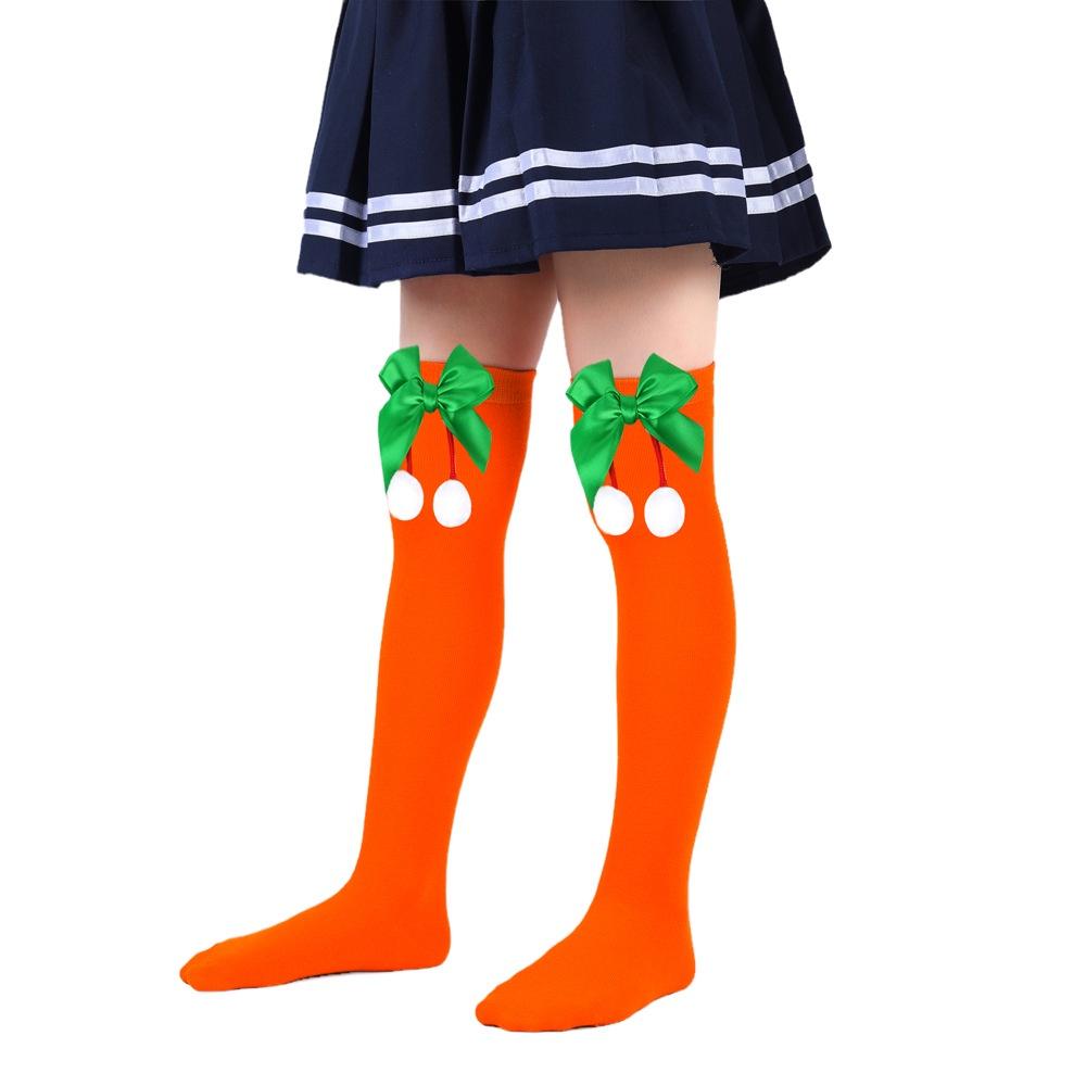 Cute Butterfly Bow Christmas Socks For Girls Long Tube Polyester Fabric