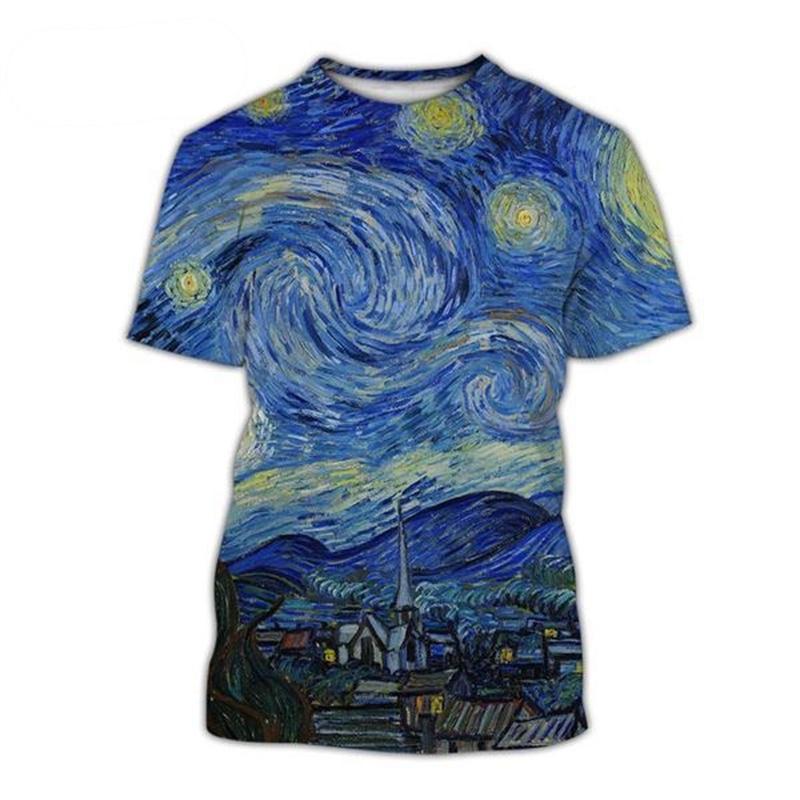 Vincent Van Gogh Pattern T Shirt For Men Oil Painting Portrait 3D Printed T-Shirts Summer Casual S
