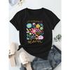 European Size  Pattern Printed Casual Round Neck Short Sleeve T-shirt Summer New Women's Wear