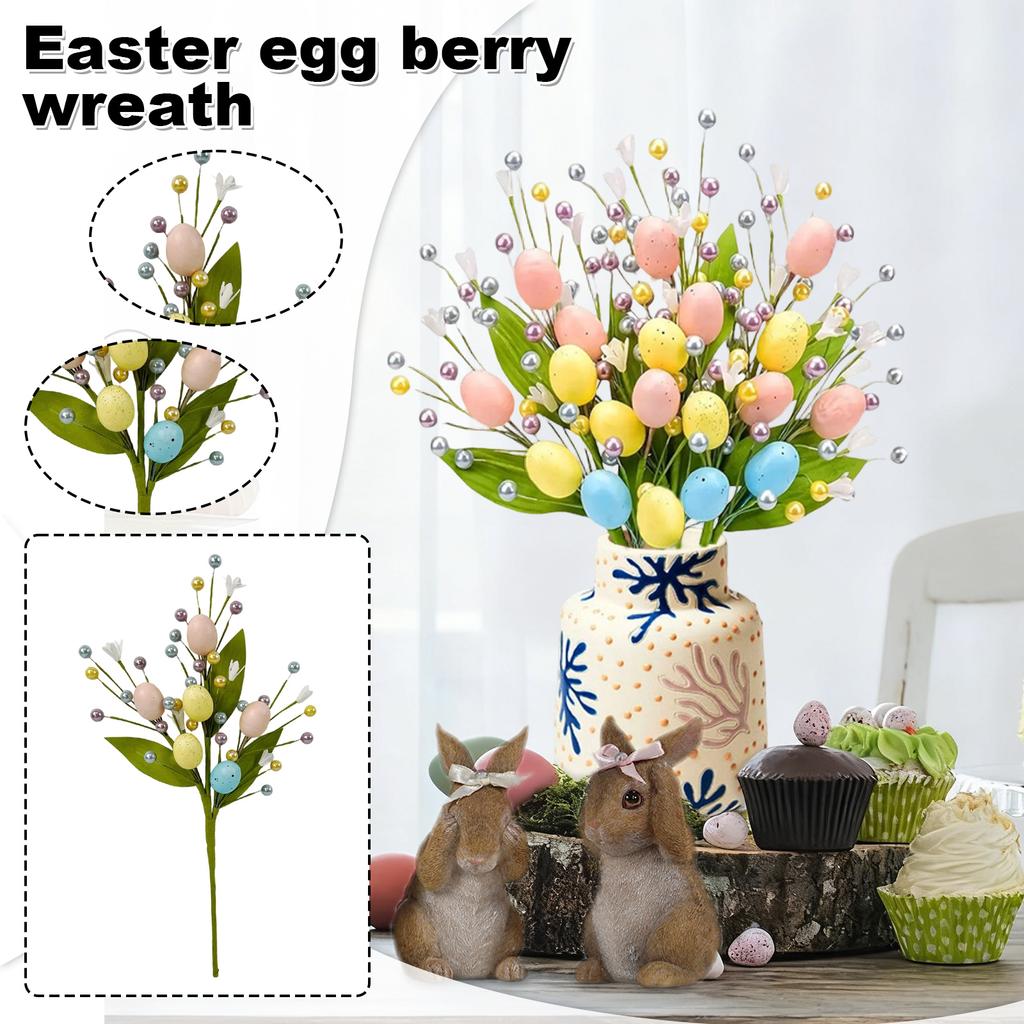 Künstliche Osterei Dekoraufkleber Frühling Ostern Blumenaufkleber mit bunten Eiern, Beeren und Blumen, geeignet für Ostern