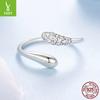 Minimalist S925 Sterling Silver Water Drop Open Ring, Classic Glossy Design Ring Ring