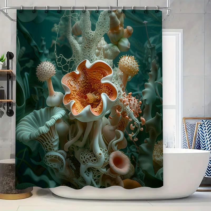 

3D Printed Bathroom Decorunderwater World Shower Curtain With Soft Coral Design Waterproof Fabric For Home Decoration In Various 90x180cm