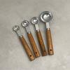 4Pcs Wooden Handle Stainless Steel Measuring Cups Spoons Baking Tools Coffee Measuring Spoon Set Bartending Scale Accessories