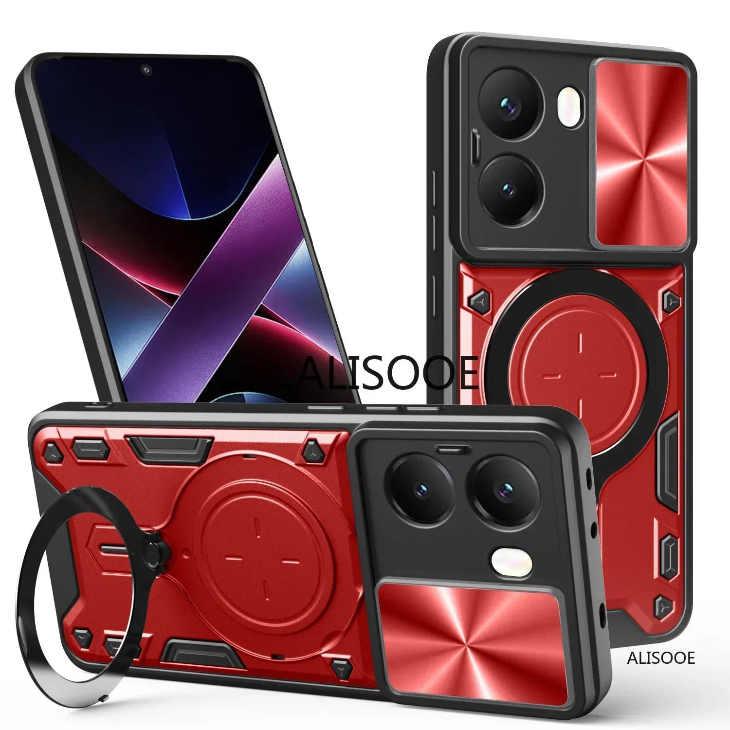 

Slide Camera Case for Xiaomi POCO X7 Pro 5G Case Armor Magnetic Ring Stand Protection Phone Cover for POCO X7 Pro Capa for POCO X7 Pro 5G червоний