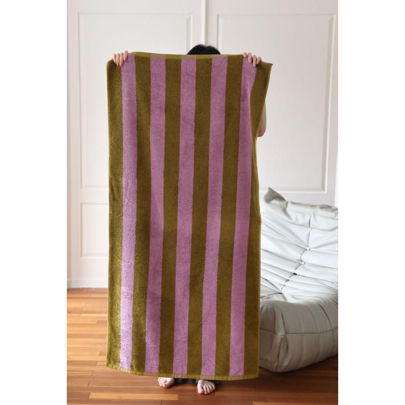 Nadelstreifen Retro Stil Baumwollhandtuch gekämmte Baumwolle Typ A Einfaches gekämmtes Baumwollhandtuch Badezimmer Saugfähiges Badetuch 70x140 cm&1pc