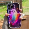 Phone Case: 2D Flat, Suitable for iPhone 18, 17, 16, 15, 14, 13, 12 Pro Protective Case, Phone Decoration, Gradient Ghost, Perfect Christmas and Hallo