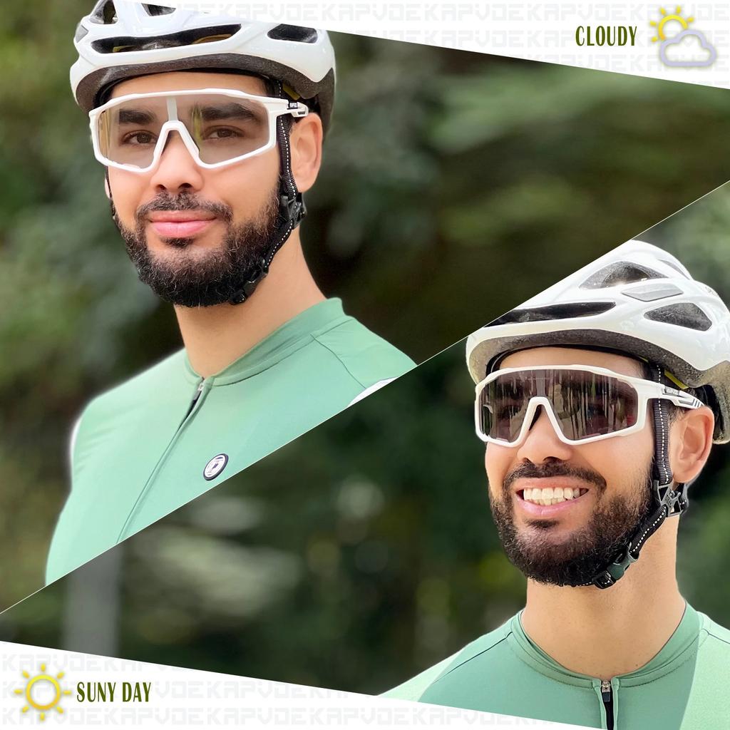 Kapvoe Photochromic Cycling Glasses UV400 Sunglasses Built-in Myopia Frame Sports Bike Eyewear Outdoor Bicycle Goggles