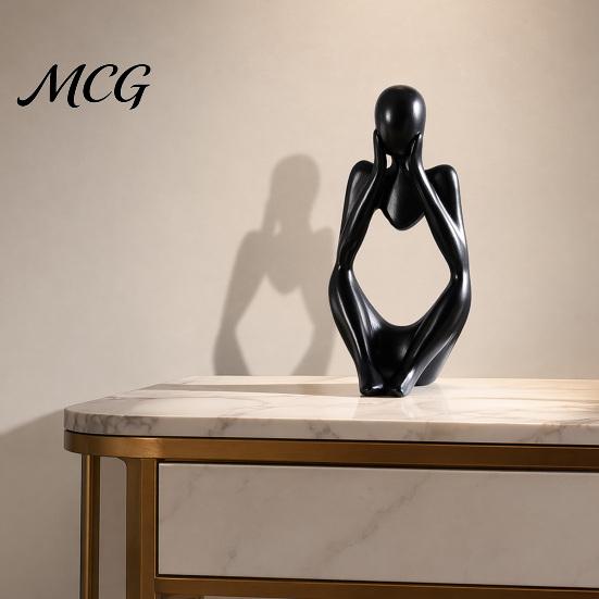 Minimalist Art Statue Thinker Statue, Modern Abstract Sculpture, 3D Printed Home Office Decoration Collectible Figurine for Bookshelf Desktop
