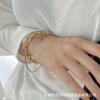 Dual-Tone Double-Layer Chain Necklace Women Minimalist Geometric Pendant Adjustable Length 14K Gold Plated Copper Sweet