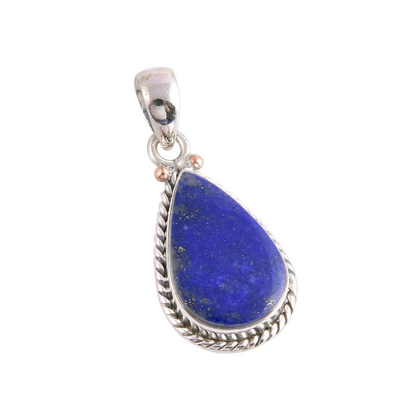 Natürlicher Lapislazuli-Edelstein, handgefertigt, 925er Silber, Geschenkanhänger, 3,8 cm, d3b04