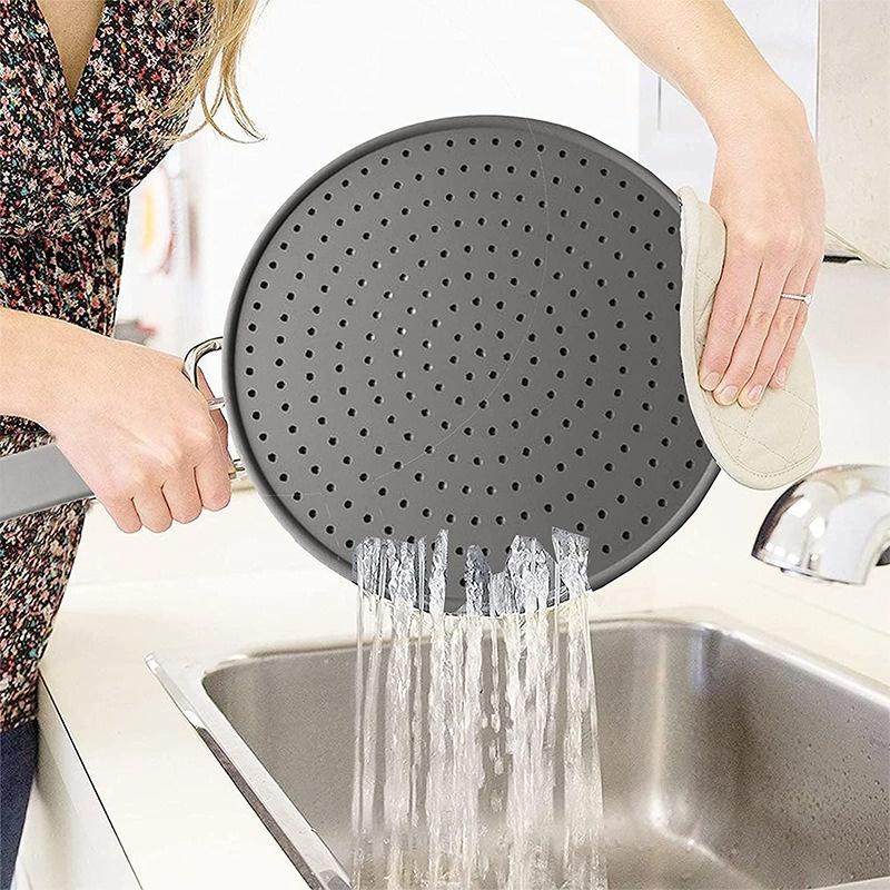 Silicone Handle Oil Filter Oil Separator Kitchen Splash Screen Heat-resistant Oil-proof Pot Cover Drain Plate Cover Kitchen Tool